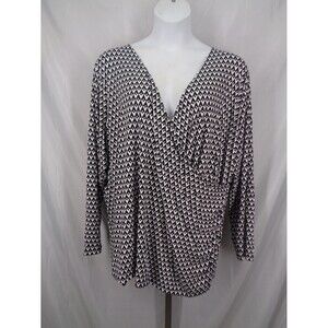 Universal Standard Black White Liquid Jersey Two Way Cross Top Plus 2XL New